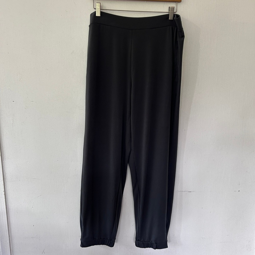 Susan Graver Every Day Gray Slinky Knit Jogger Pants Womens Large Luxe Neutral
